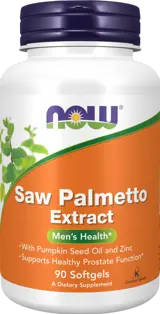 NOW Foods Saw Palmetto Extract with Pumpkin Seed Oil and Zinc Сао Палмето Екстракт + Цинк и Масло от Тиквени Семки - 90 гел капсули, 45 дози