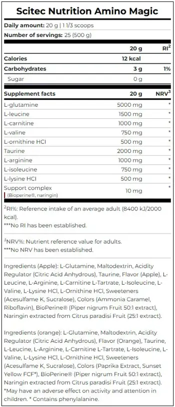 SCITEC Amino Magic Aминокиселини - 500 грама, 25 дози
