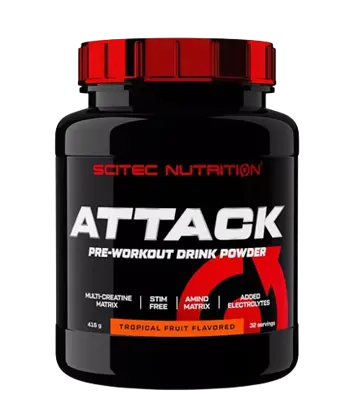 SCITEC Attack Предтренировъчен Азотен Бустър без Стимуланти - 416 грама, 32 дози