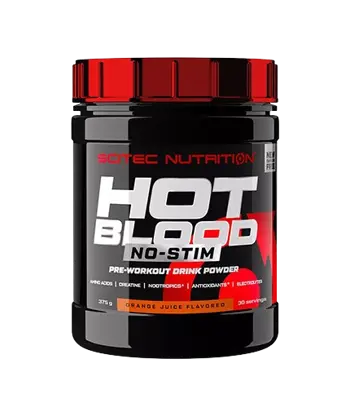 SCITEC Hot Blood No-Stim Предтренировъчен Азотен Бустър без Стимуланти - 375 грама, 15 дози