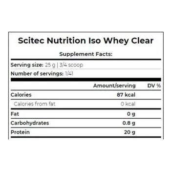 SCITEC Iso Clear Protein Висококачествен Протеин Изолат - 1025 грама, 41 грама