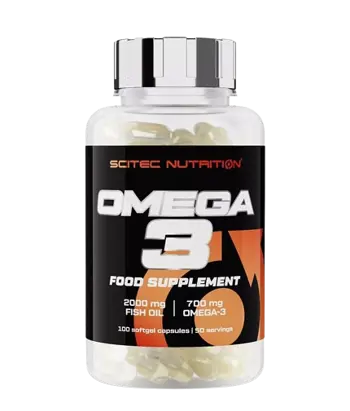 SCITEC Omega-3 2000 мг Oмега-3 Mастни Kиселини Рибено Масло - 100 гел капсули, 50 дози