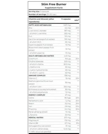 SCITEC Stim Free Burner Мощен Липотропен Фет Бърнър - 90 капсули, 30 дози