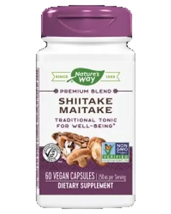 Nature's Way Shiitake & Maitake Премиум бленд от гъби за имунитет и благосъстояние х 60 веган капсули