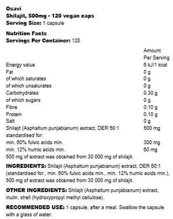 Osavi Shilajit 500 mg | 60:1 Extract with 60+% Fulvic Acids