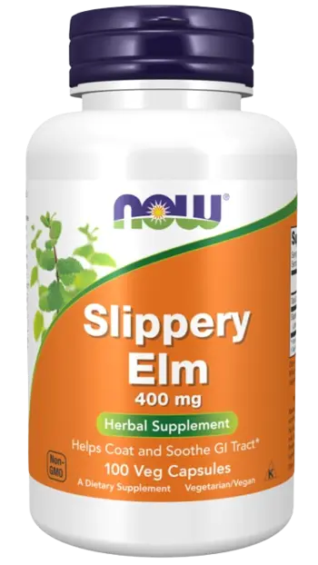 NOW Foods Slippery Elm 400 мг Хлъзгав Бряст - 100 веге капсули, 50 дози