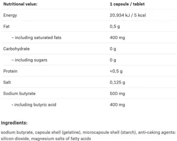 AllNutrition Sodium Butyrate 500 mg За здраве на червата и храносмилането