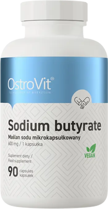 OstroVit Sodium Butyrate 600 мг Специализирана Формула в Подкрепа на Чревната Лигавица - 90 капсули, 90 дози