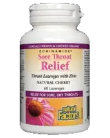 Natural Factors Sore Throat Relief Облекчение за възпалено гърло с цинк и витамин С х 60 таблетки