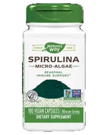 Nature's Way Spirulina Micro-Algae 380 mg Подкрепа за имунната система х 100 веган капсули