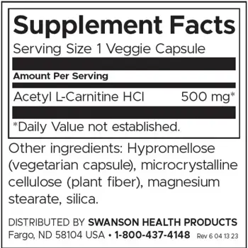 Swanson Acetyl L-Carnitine За поддържане на неврологичната функция х 240 капсули