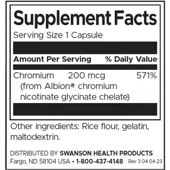 Swanson Albion Chelated Chromium Glycinate Албион Хелатиран Хром Глицинат