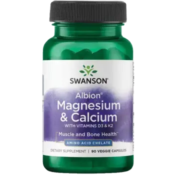Swanson Albion Magnesium & Calcium with Vitamins D3 & K2 За здрави кости и мускули