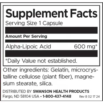 Swanson Alpha Lipoic Acid 600 mg Алфа липоева киселина