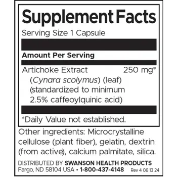 Swanson Artichoke Extract Екстракт от Артишок 250 мг х 60 капсули