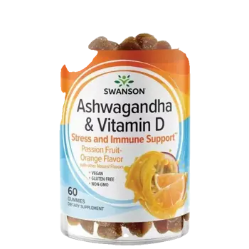 Swanson Ashwagandha & Vitamin D Дъвчащи таблетки – маракуя и портокал