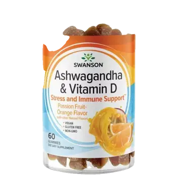 Swanson Ashwagandha & Vitamin D Дъвчащи таблетки – маракуя и портокал