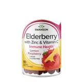 Swanson Elderberry with Zinc & Vitamin C Immune Health Дъвчащи таблетки с вкус на лимон и малина