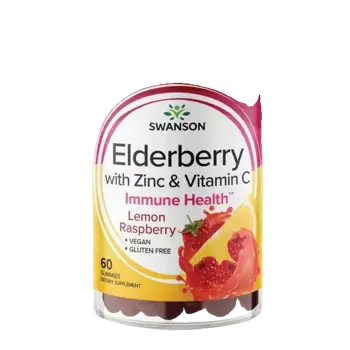 Swanson Elderberry with Zinc & Vitamin C Immune Health Дъвчащи таблетки с вкус на лимон и малина