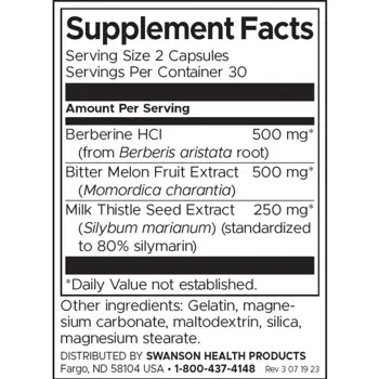 Swanson Berberine Plus with Bitter Melon & Milk Thistle Формула 3 в 1