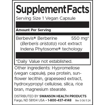 Swanson Berberine Advanced Enhanced Absorption Подобрена абсорбция