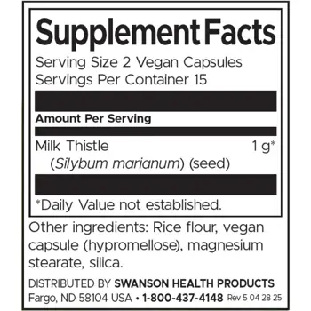 Swanson Full Spectrum Milk Thistle Бял трън пълен спектър 500 мг х 30 веге капсули
