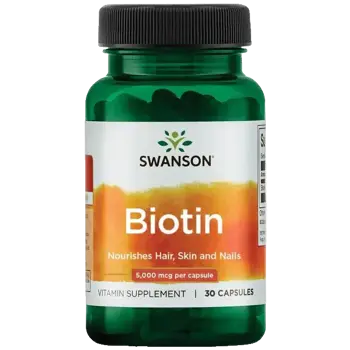 Swanson Biotin 5000 mcg Биотин за здрава коса, кожа и нокти х 30 капсули