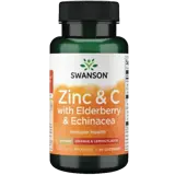 Swanson Zinc & Vitamin C with Elderberry & Echinacea Подкрепа за имунитета с вкус на портокал и лимон х 60 дъвчащи таблетки