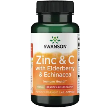 Swanson Zinc & Vitamin C with Elderberry & Echinacea Подкрепа за имунитета с вкус на портокал и лимон х 60 дъвчащи таблетки