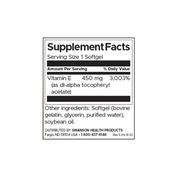 Swanson E-1000 Витамин Е 1000 IU (450 mg) софтгел капсули