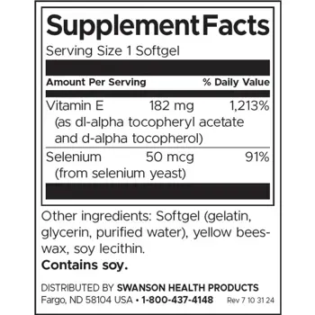 Swanson E-400 with Selenium Мощна Антиоксидантна Формула х 90 софтгел капсули