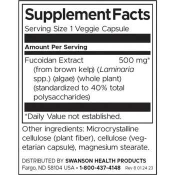 Swanson Fucoidan Extract Екстракт от фукоидан за имунна подкрепа х 60 веге капсули