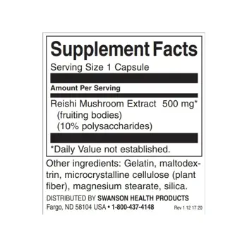 Swanson Reishi Mushroom Extract Стандартизиран екстракт от гъба Рейши х 90 капсули