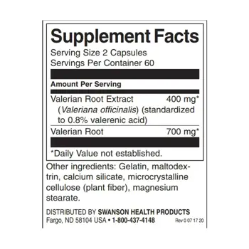 Swanson Valerian Root Extract Екстракт от корен на валериана - стандартизиран х 120 капсули