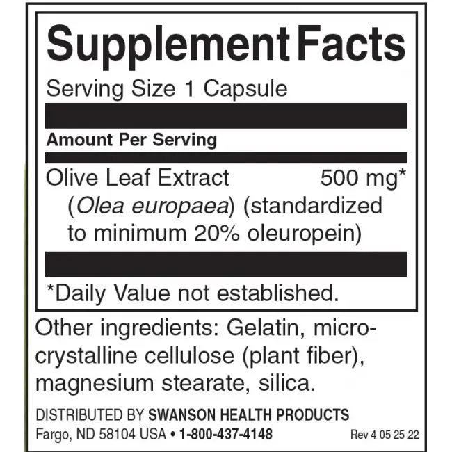 Swanson Olive Leaf Extract Екстракт от маслинови листа х 60 капсули