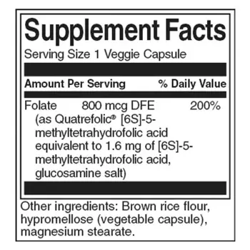 Swanson Folate 5-метилтетрахидрофолиева киселина Биоактивна форма за клетъчно здраве