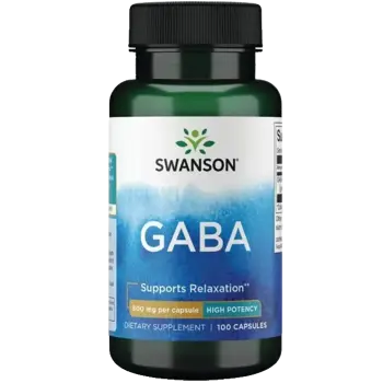 Swanson GABA 500 мг Гама-аминомаслена киселина за релаксация и фокус х 100 капсули