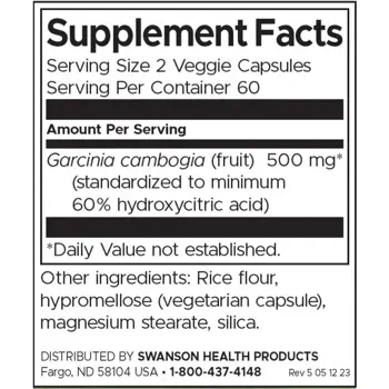 Swanson Garcinia Cambogia За контрол на теглото х 120 веге капсули