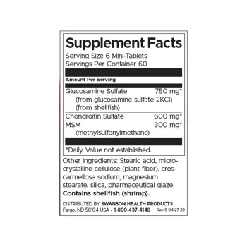 Swanson Glucosamine, Chondroitin & MSM Мини таблетки за здраве на ставите