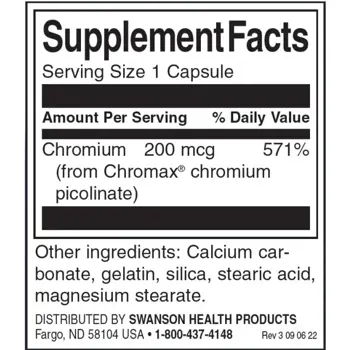 Swanson Chromium Picolinate Хром пиколинат - включващ Chromax®