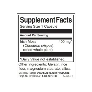 Swanson Full Spectrum Irish Moss Пълен спектър ирландски мъх х 60 капсули
