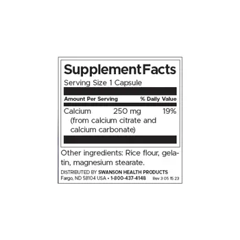 Swanson Calcium Citrate Complex Комплекс Калциев Цитрат за Здрави Кости х 100 капсули