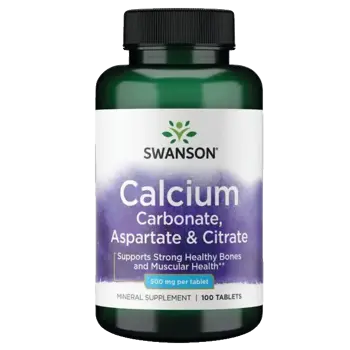 Swanson Calcium Carbonate, Aspartate & Citrate Подкрепа за здрави кости и мускули х 100 таблетки
