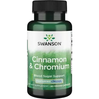 Swanson Cinnamon & Chromium Канела и Хром за кръвна захар и метаболизъм х 60 веге капсули