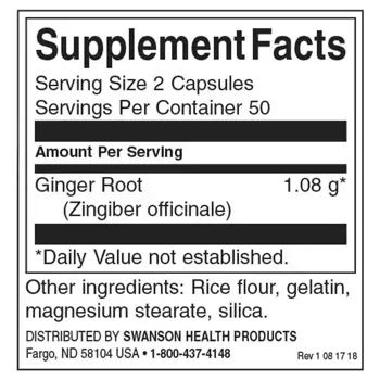 Swanson Ginger Root Корен от Джинджифил 540 мг х 100 капсули