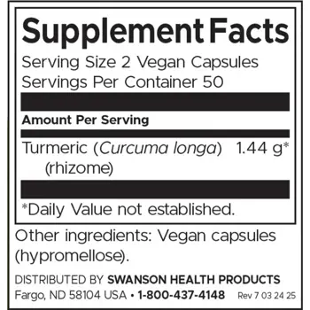 Swanson Full Spectrum Turmeric Куркума за здраве на черен дроб и храносмилателна система х 100 капсули