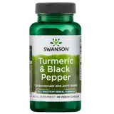 Swanson Turmeric & Black Pepper Куркума и Черен Пипер за здраве на ставите и сърцето х 60 веге капсули