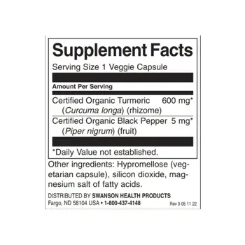 Swanson Turmeric & Black Pepper Куркума и черен пипер за стави и сърце х 90 веге капсули