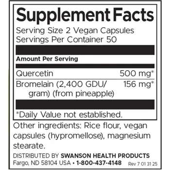 Swanson Quercetin & Bromelain Advanced Formula Усъвършенствана формула за дихателни пътища и имунитет