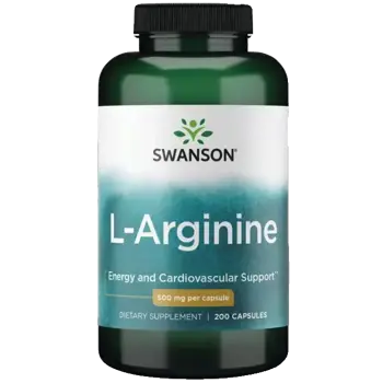Swanson L-Arginine 500 mg За енергия и сърдечно-съдова подкрепа х 200 капсули